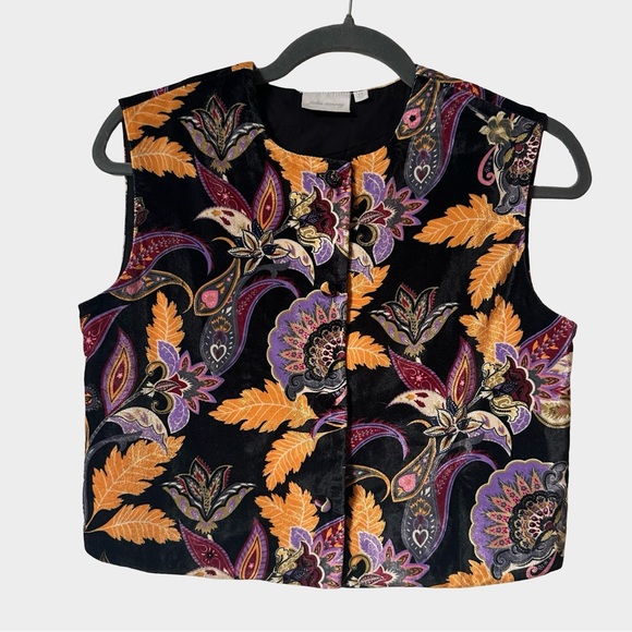 Julia Amory Blair Vest Top Velvet Noir Baroque Floral Size XS Boho Luxe - Picture 2 of 8